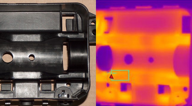 La visualisation de la répartition des températures sur une pièce plastique moulée facilite la résolution de problèmes de fabrication